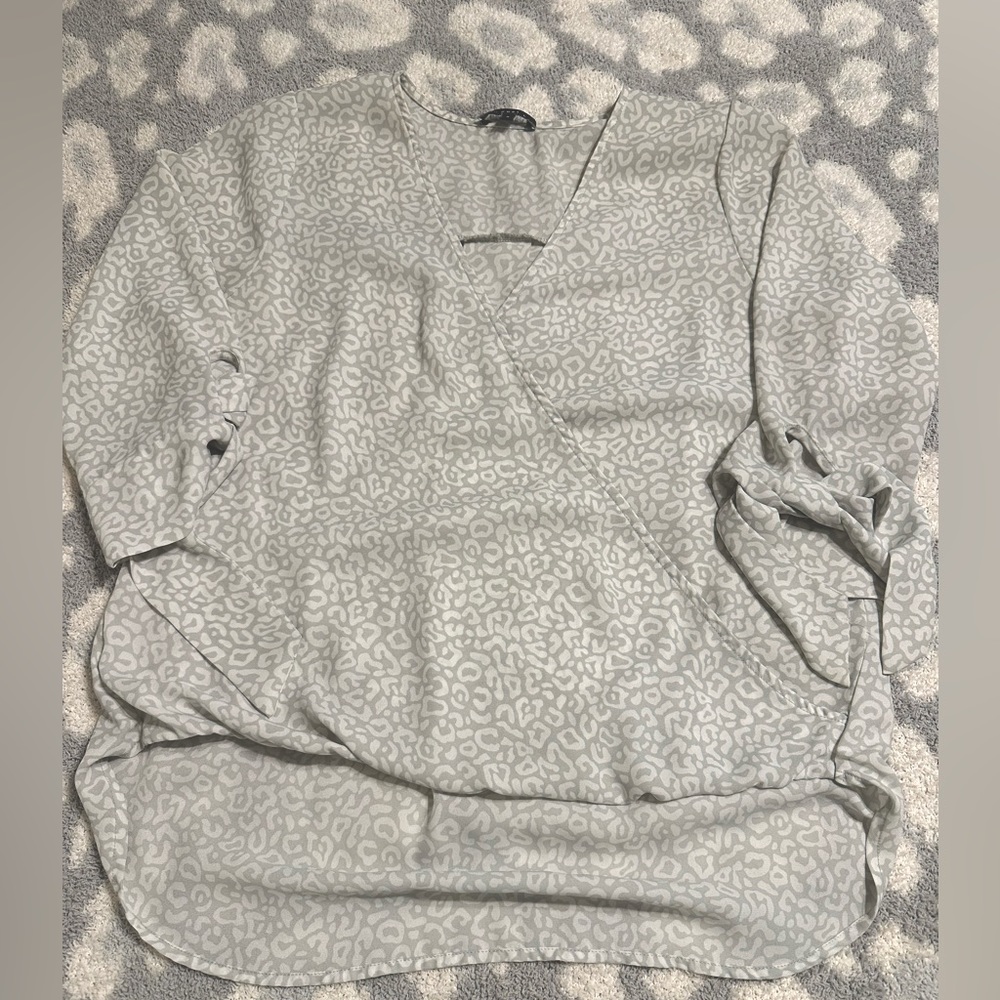 Grey and White Leopard Blouse 🐆